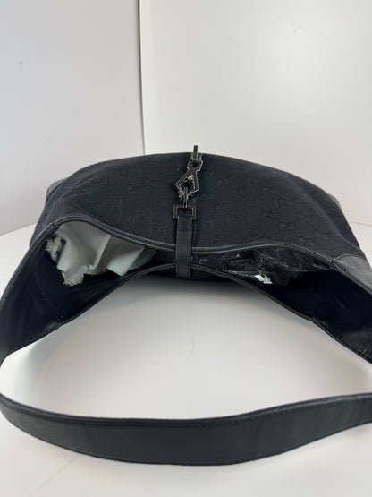GUCCI Lobster Clasp Jackie O Hobo  Shoulder monogram Black