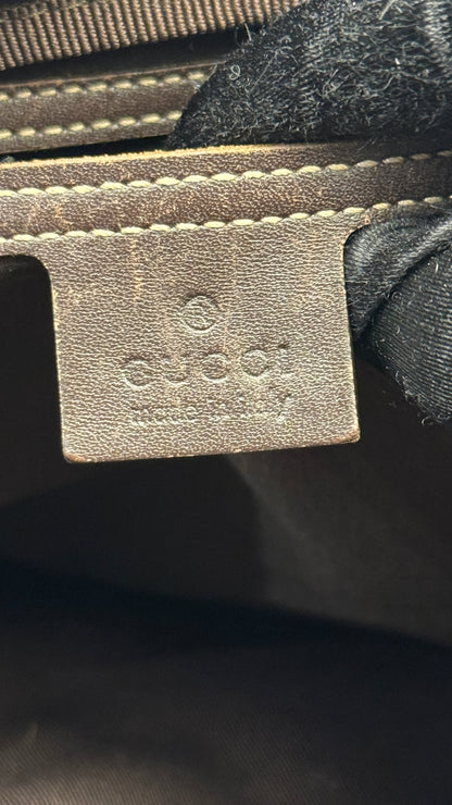 Gucci Front Zip Messenger Coated Canvas Brown