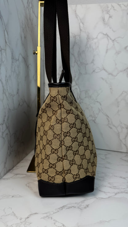 Gucci GG Canvas Tote Shoulder Bag Brown (Vintage)