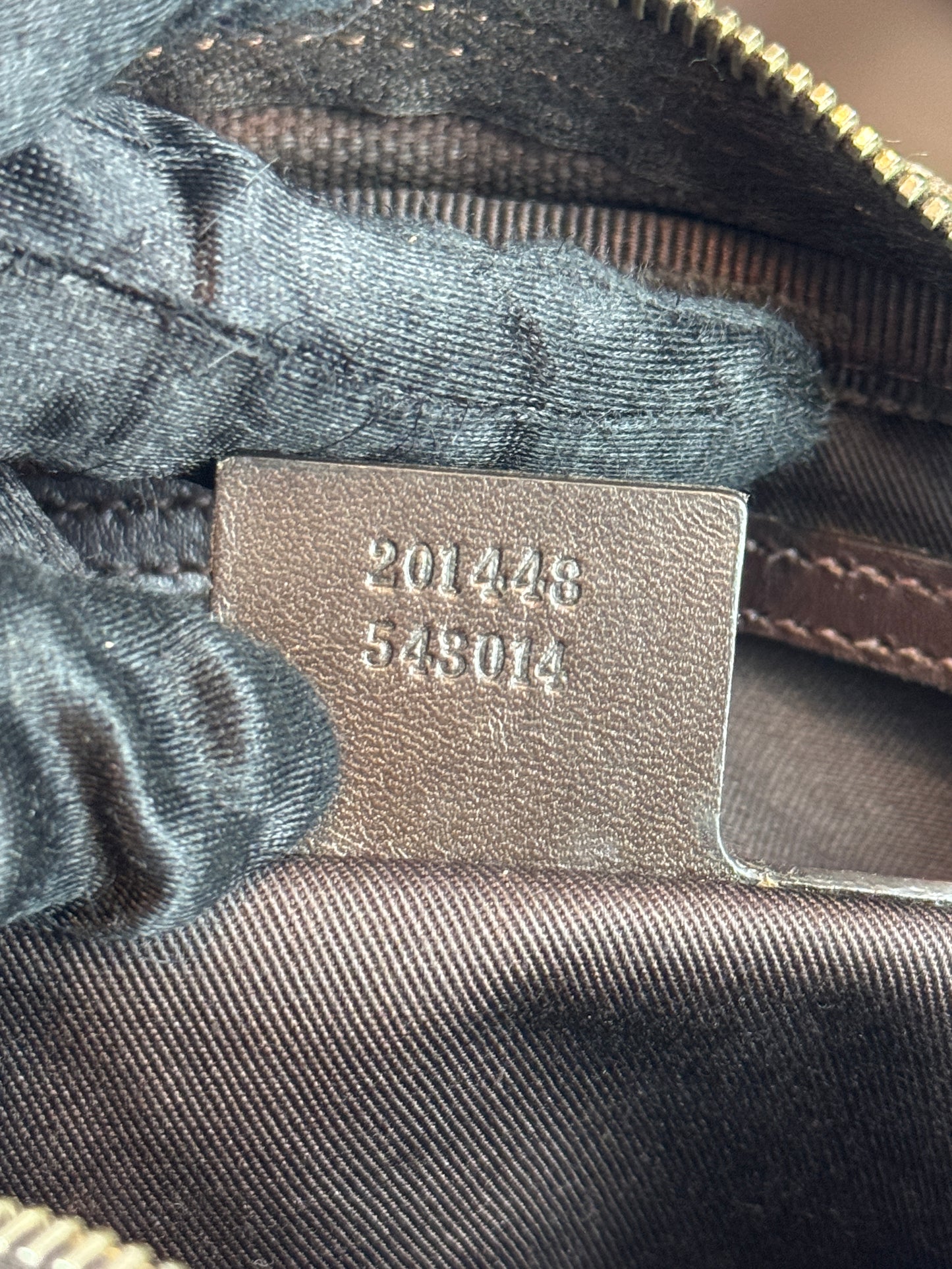 GUCCI Front Zip Messenger GG Supreme Coated Canvas Brown
