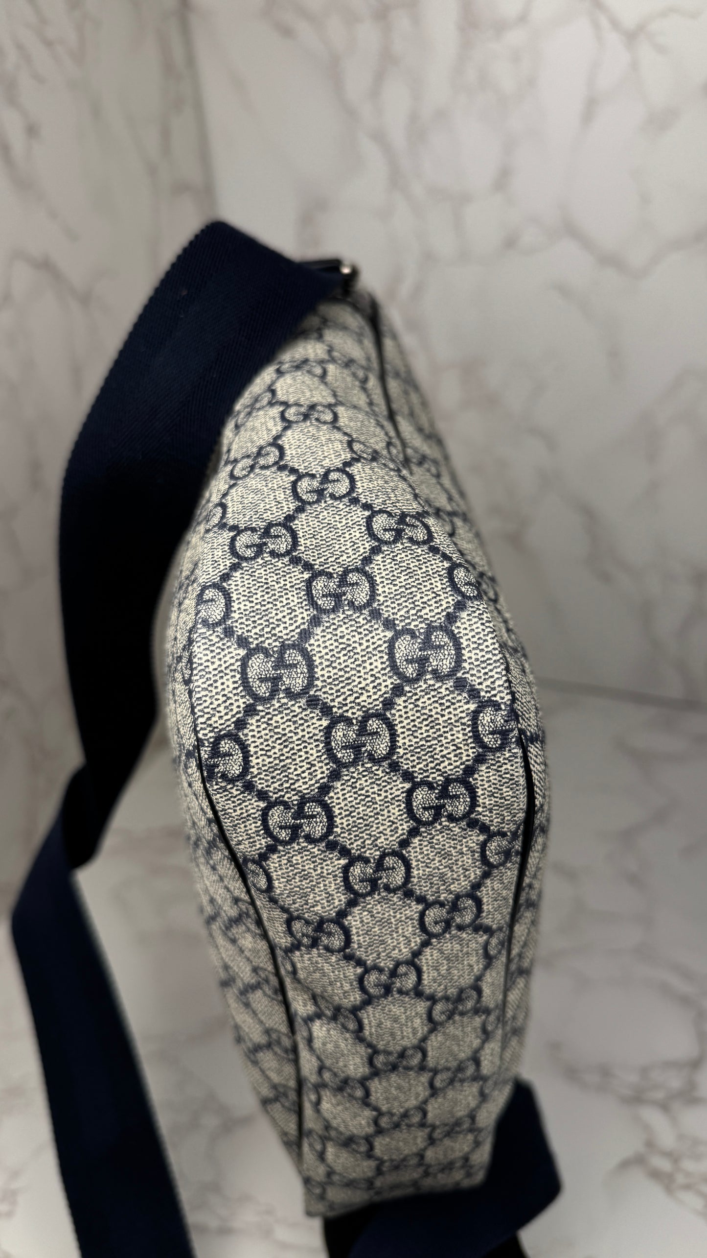 Gucci Front Zip Messenger Navy