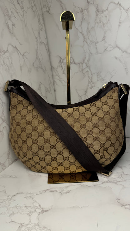 Gucci Half Moon Shoulder GG Canvas Brown