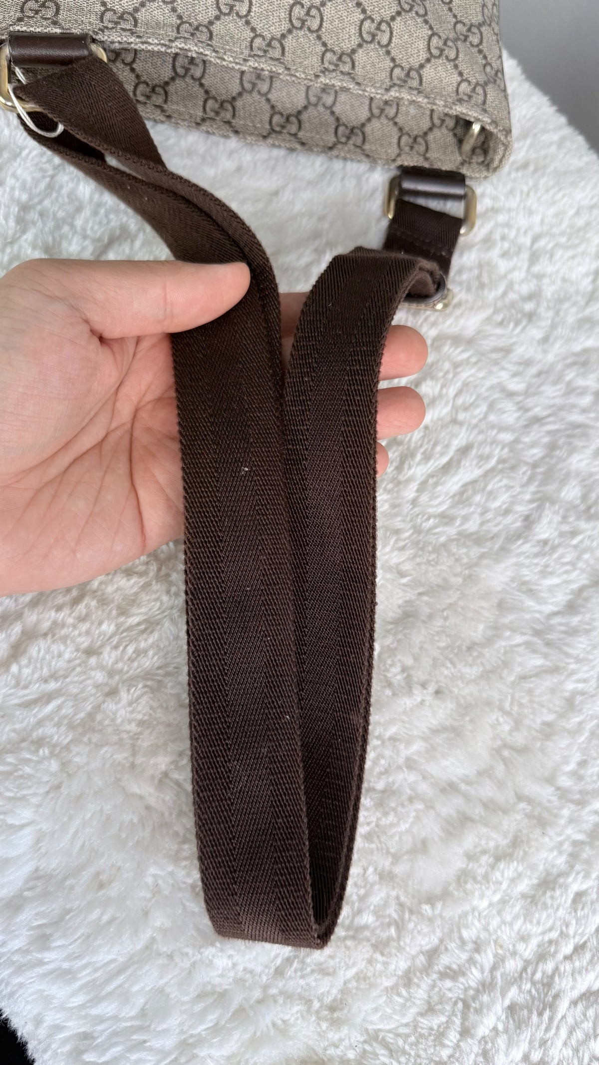 GUCCI Flat Small GG Supreme Coated canvas Brown messenger