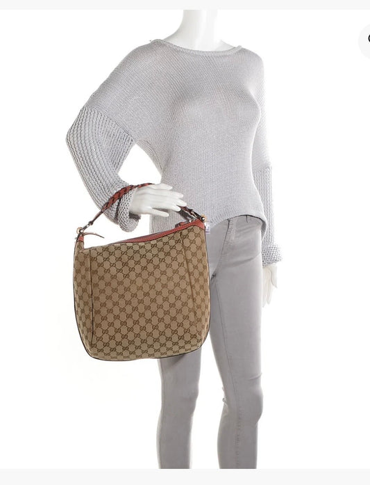 Gucci Bamboo Bar Shoulder Bag GG Canvas