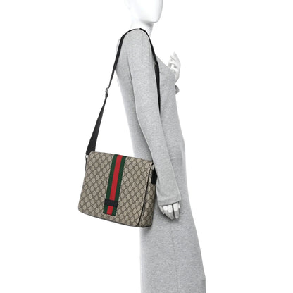 Gucci Web Flap Messenger GG Supreme Coated Canvas
