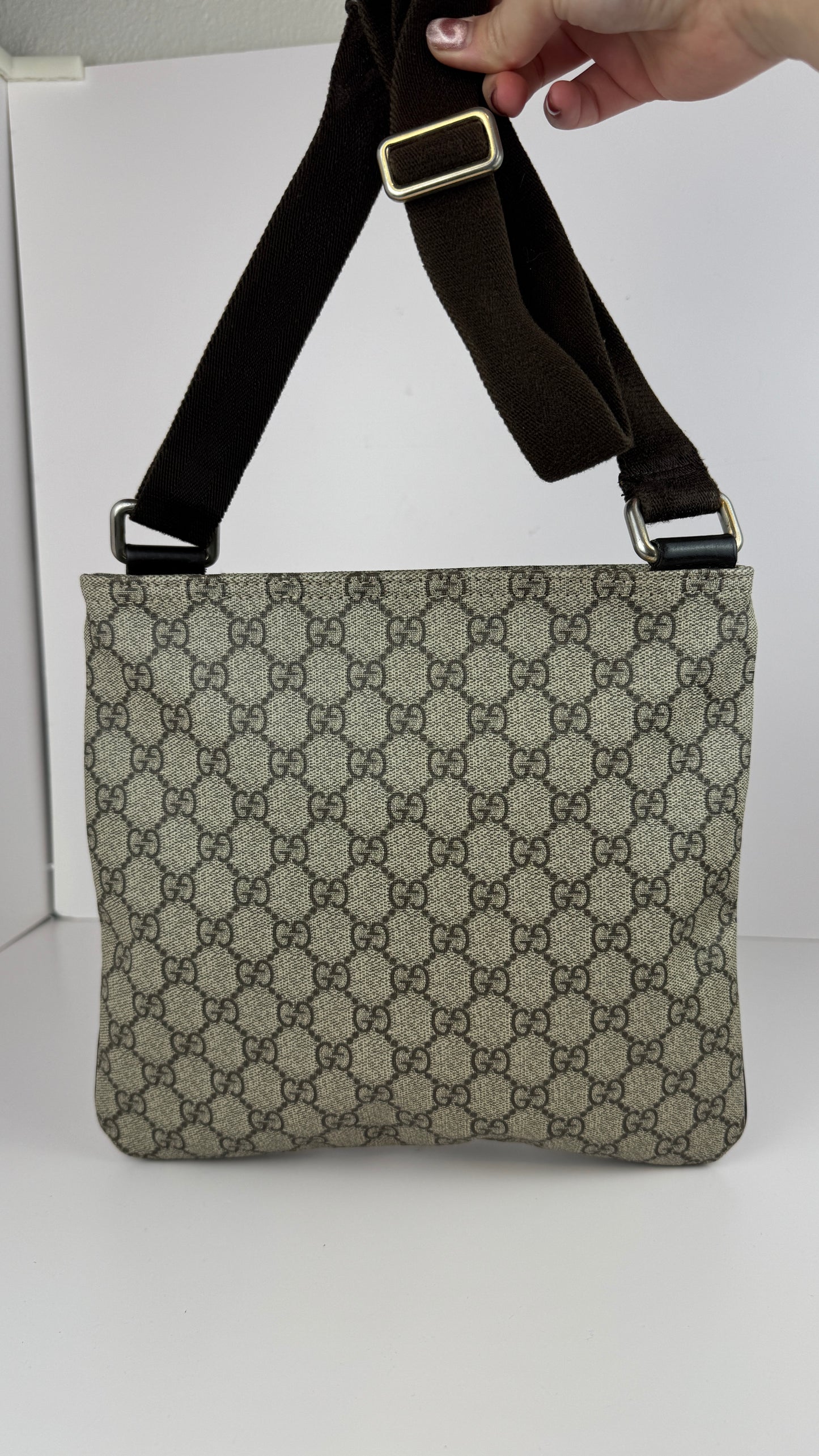 Gucci Flat Messenger GG Coated Canvas Medium