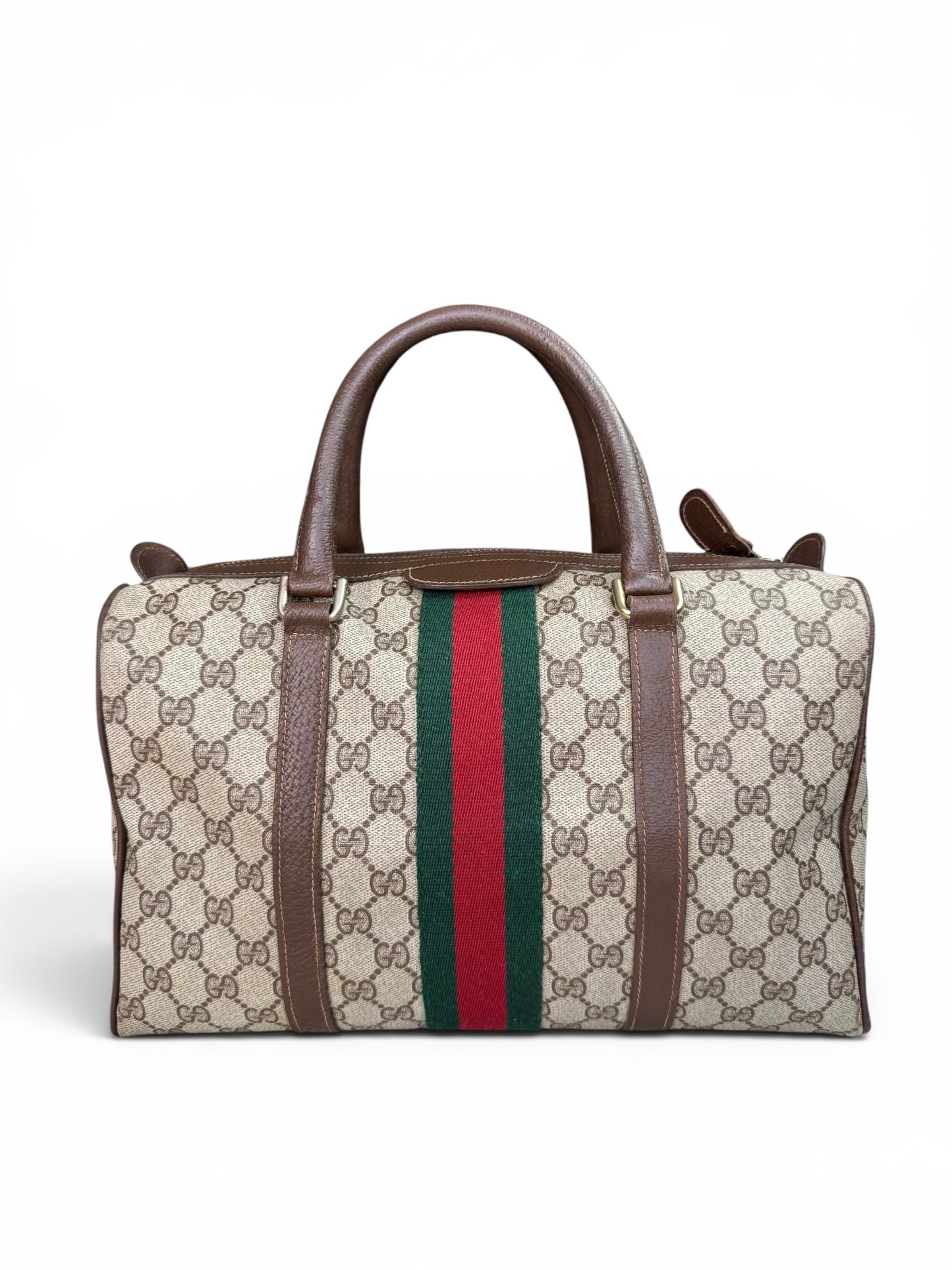 Gucci Vintage Web Stripe Coated Canvas Brown