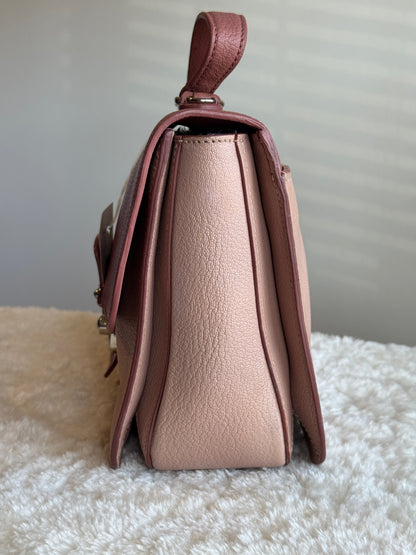 MIU MIU Pink Leather Madras Top Handle two tone