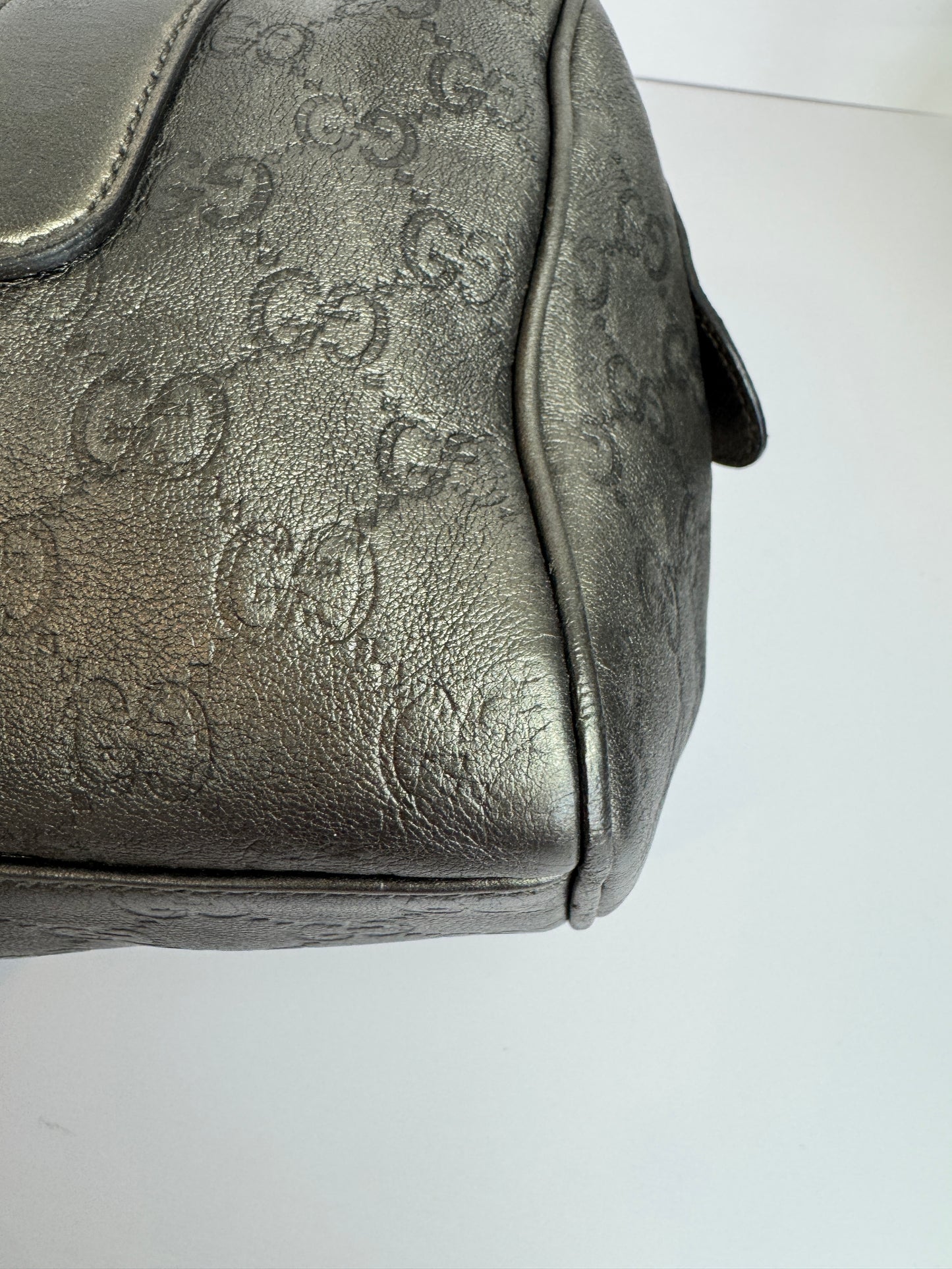 Gucci Boston Embossed Leather Monogram Grey