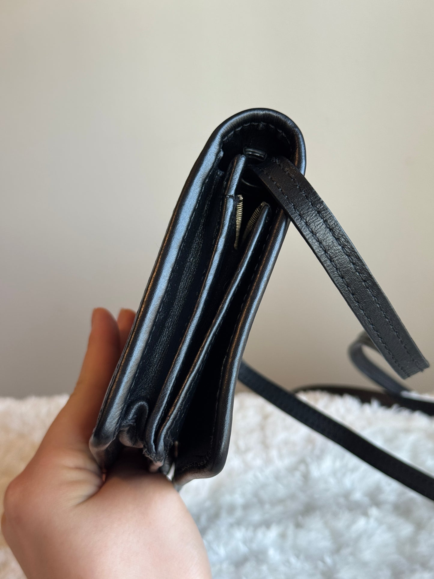 GUCCI micro Guccissima crossbody leather Black