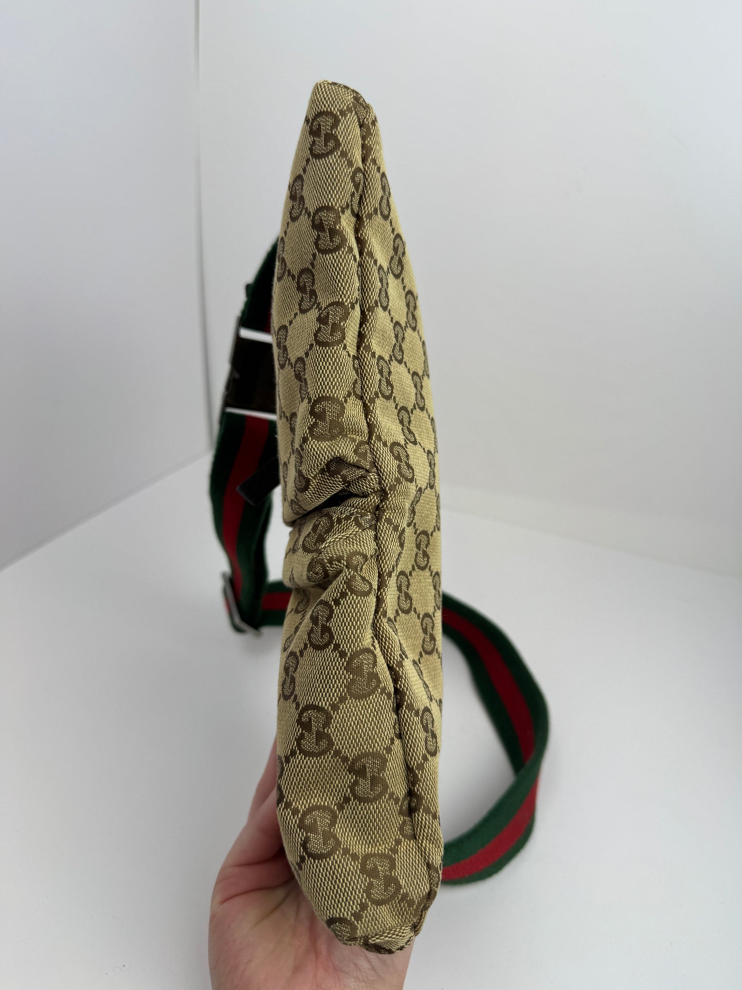 Gucci Web Stripe Belt Bag GG Canvas Brown