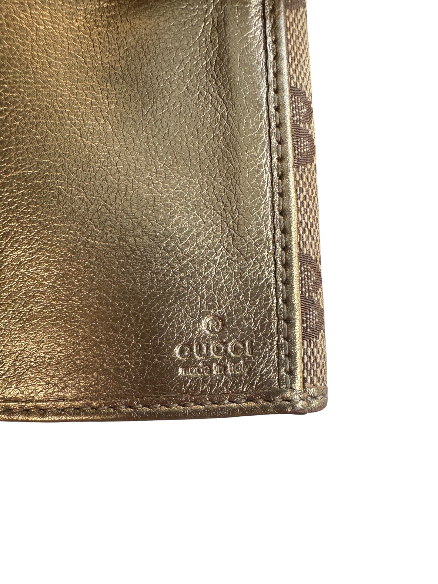 WA7👛 Gucci long wallet GG Canvas gold (COA included) retail $885