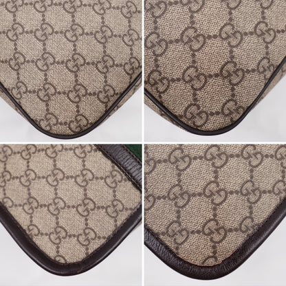 Gucci Web Flap Messenger Coated Canvas Brown