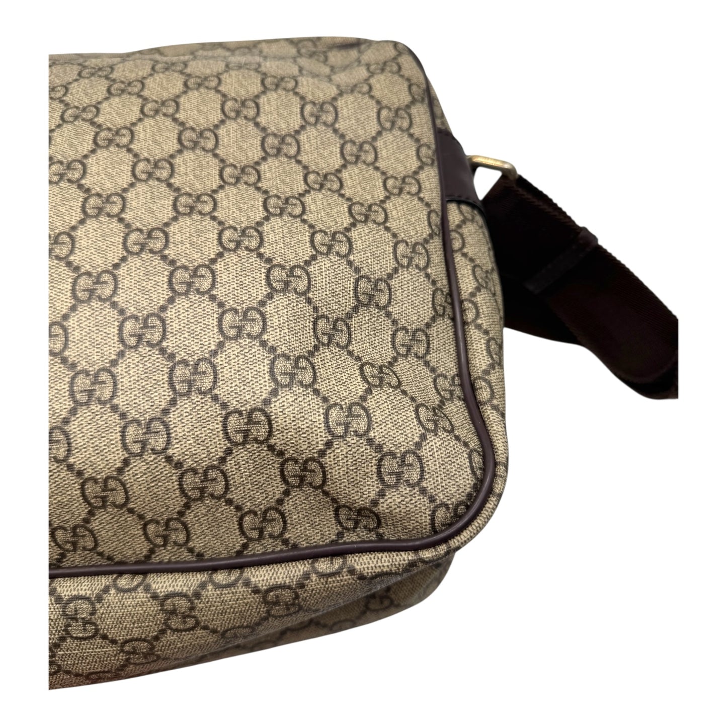 Authentic Gucci Front Zip camera Bag GG Coated