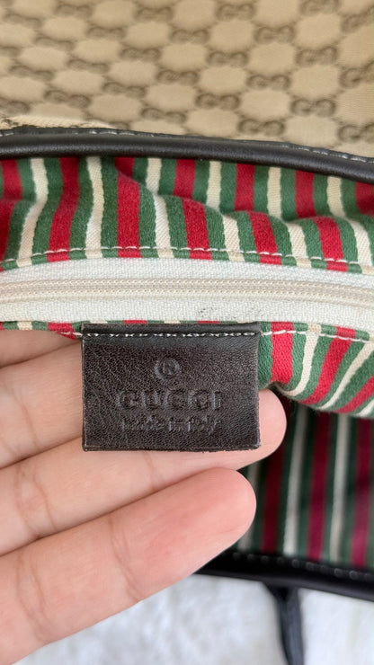 GUCCI New Britt Tote GG Canvas Dark brown Bag