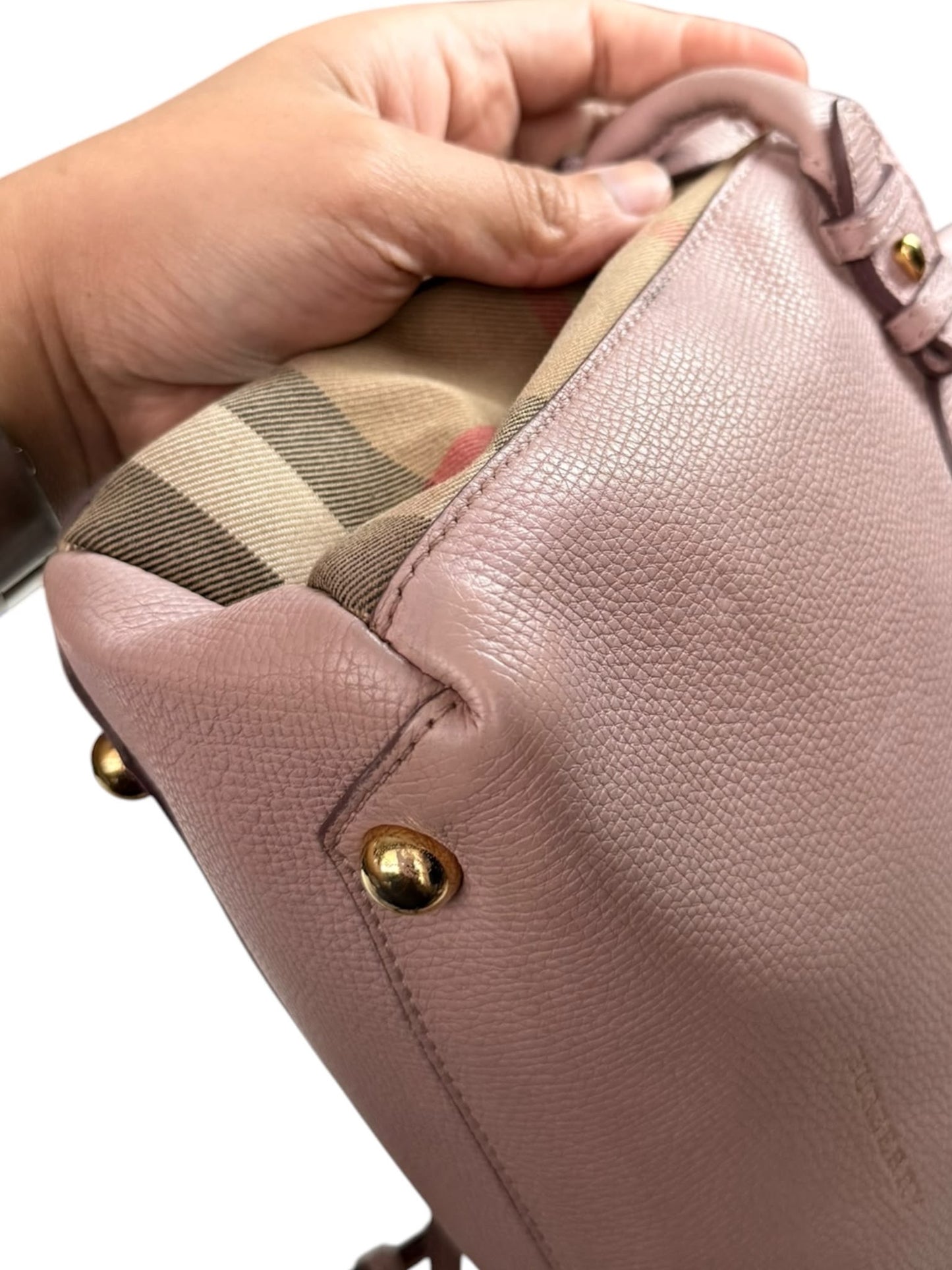 Burberry banner tote leather and house check Canvas small