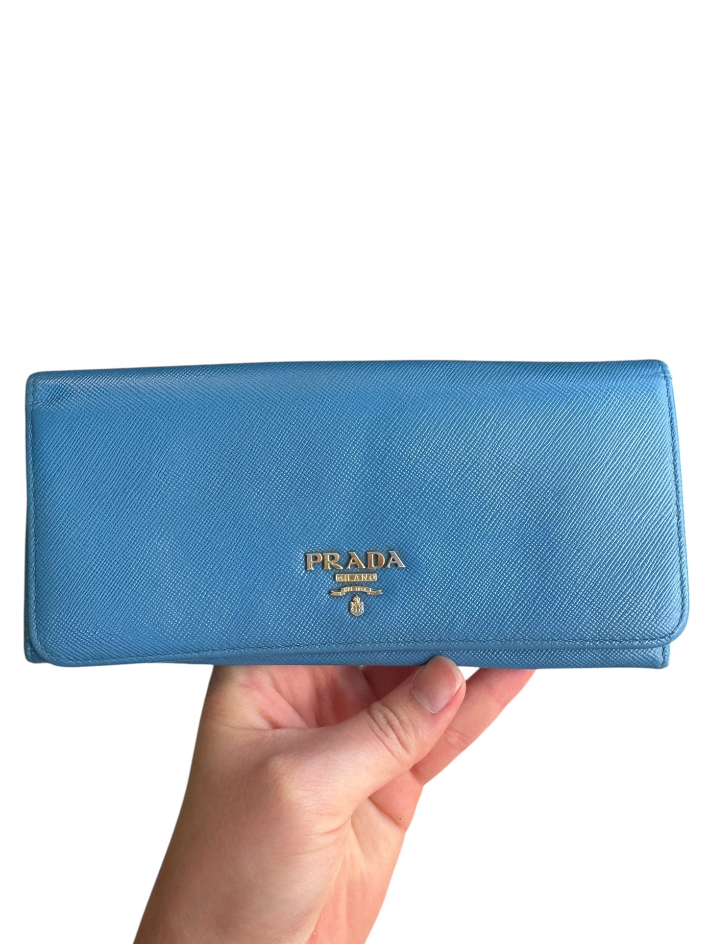 WA6👛 Prada Saffiano Leather Blue (included COA) Retail $995