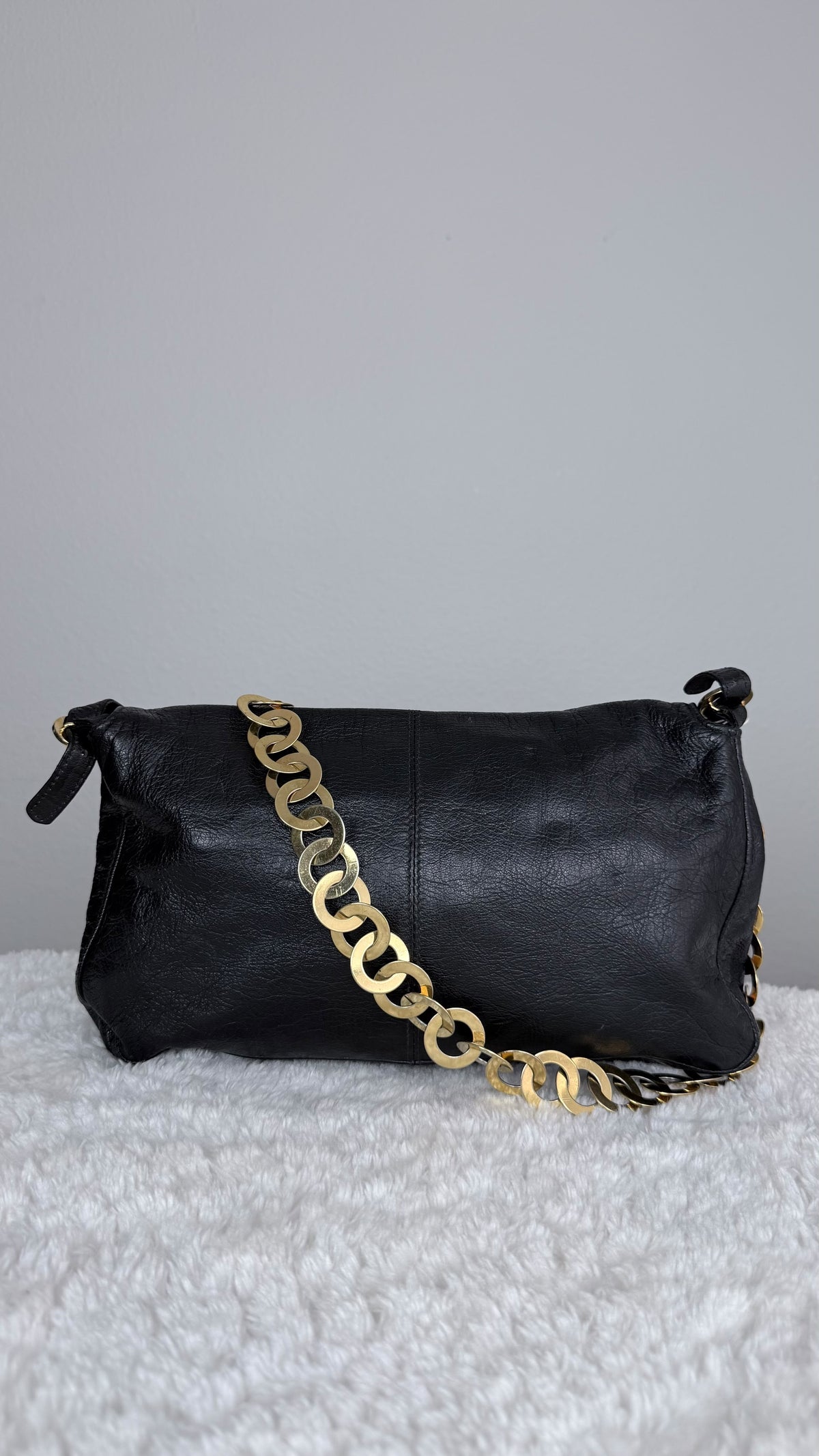 FENDI shoulder FF Leather Black
