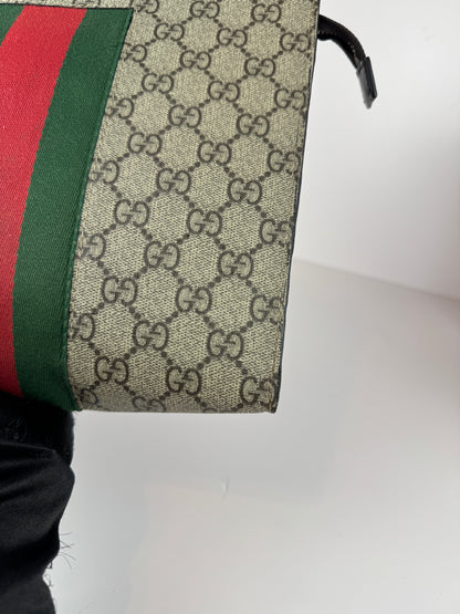 Gucci Web Clutch GG Supreme Coated  Canvas