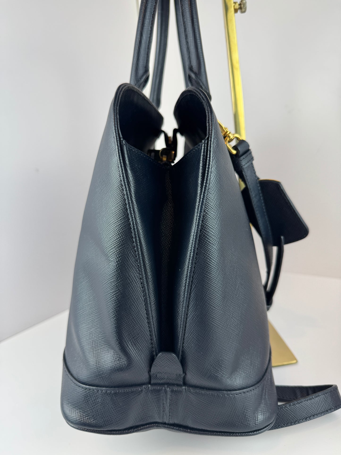 Prada Vernice Medium Open Promenade tote Navy Black