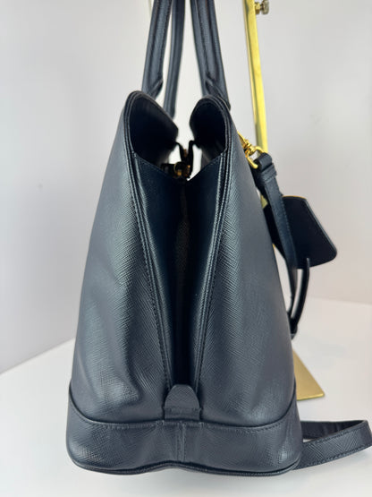 Prada Vernice Medium Open Promenade tote Navy Black