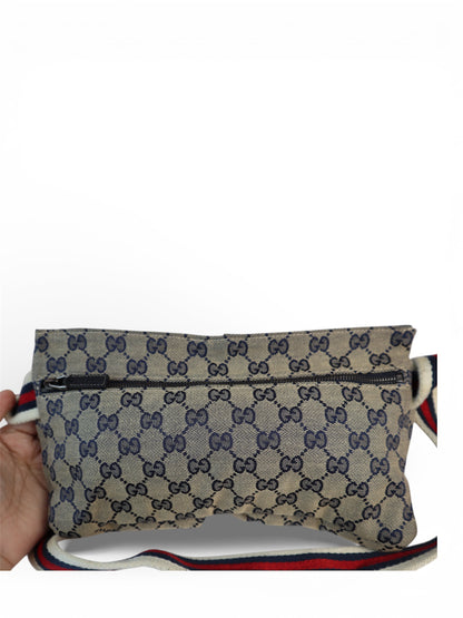 Gucci Vintage Double Belt Bag GG Canvas