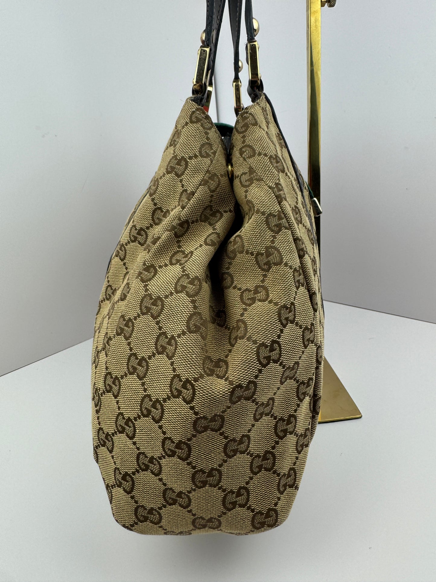 GUCCI Web Tote New Ladies Monogram Dark Brown