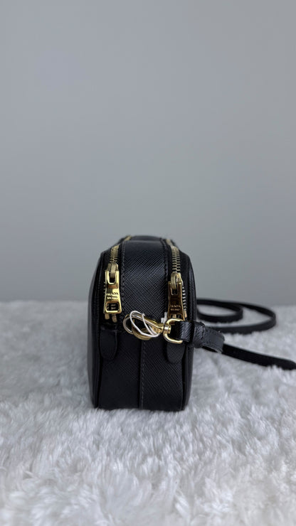 PRADA Camera Saffiano double zip Black
