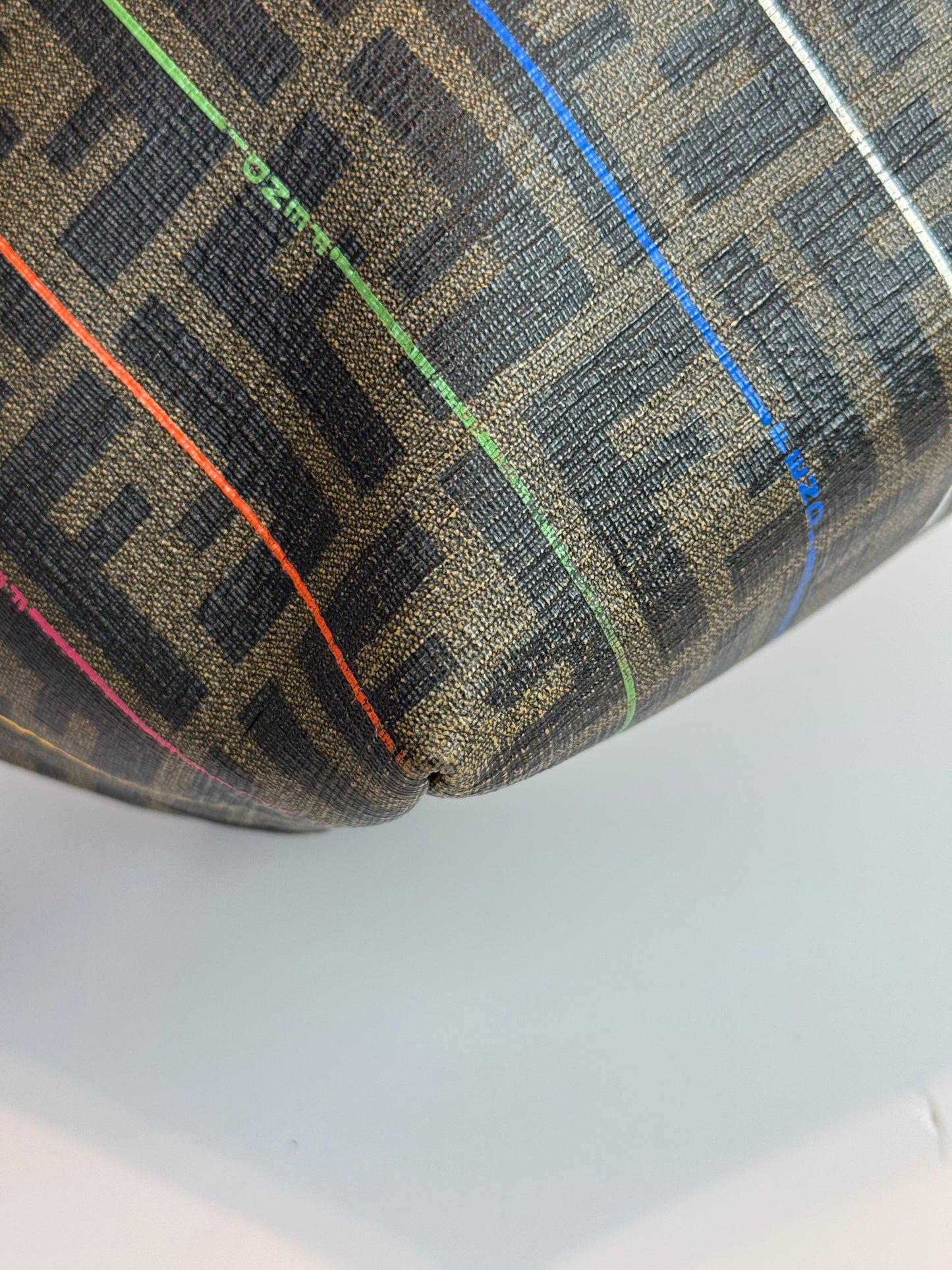 FENDI  Zucca Print Multi color Stripe Coated canvas Medium Roll Tote