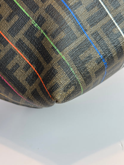 FENDI  Zucca Print Multi color Stripe Coated canvas Medium Roll Tote
