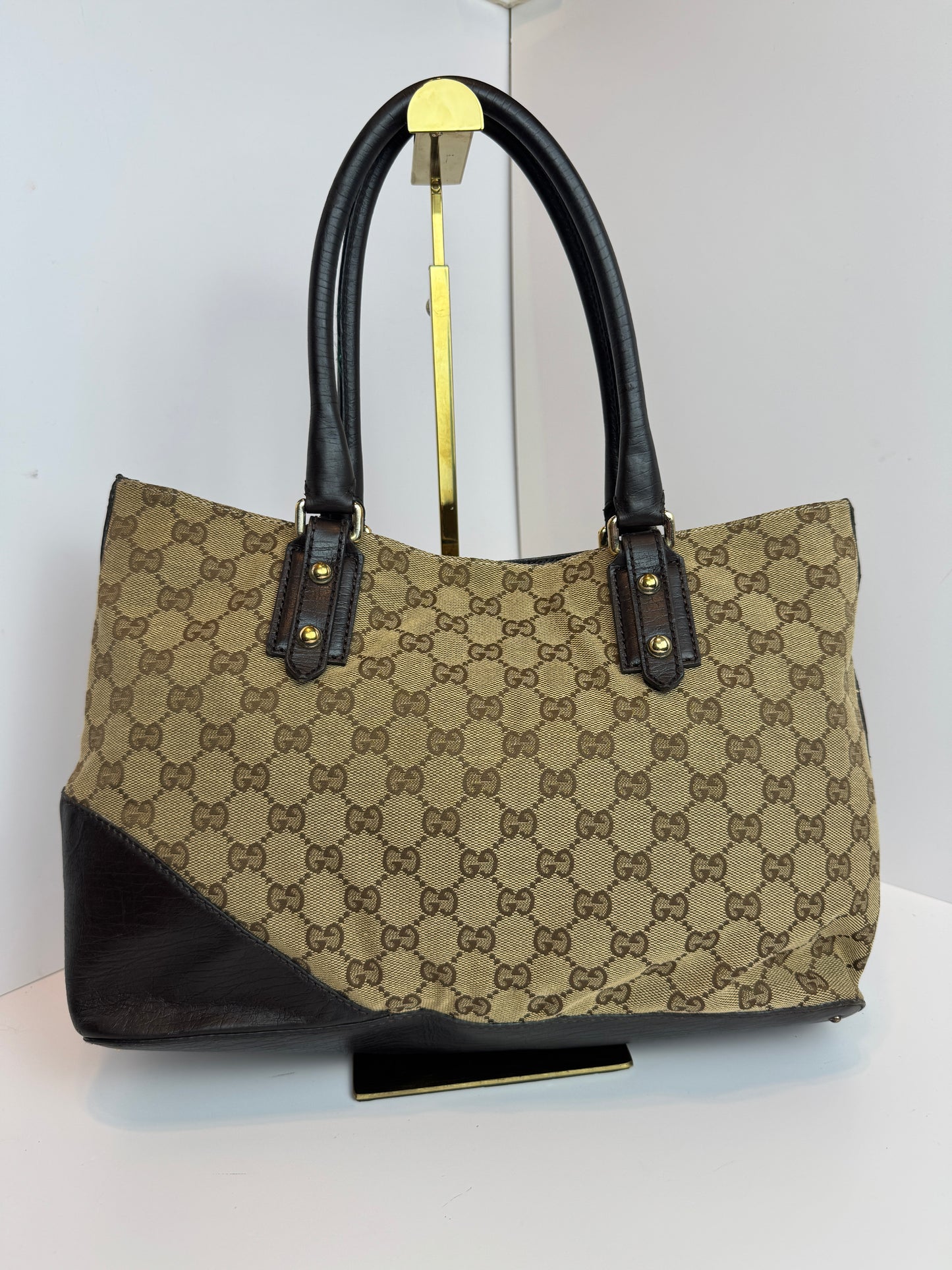 GUCCI Hasler Tote Monogram Medium Dark Brown
