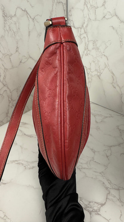 Gucci Abbey GG Monogram Embossed Leather Red