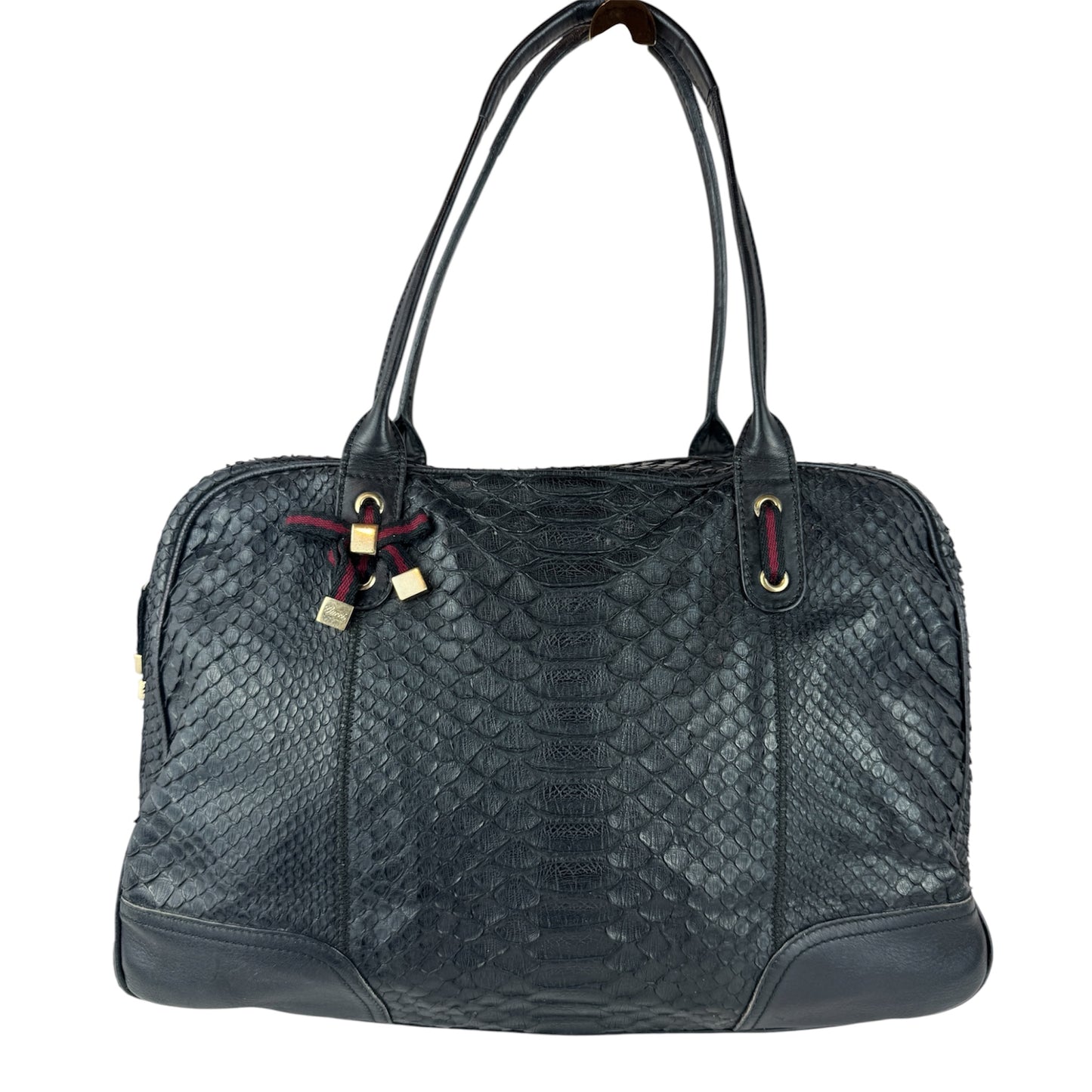 Gucci Princy Hobo Python Black Leather Web stripe