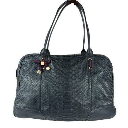 Gucci Princy Hobo Python Black Leather Web stripe