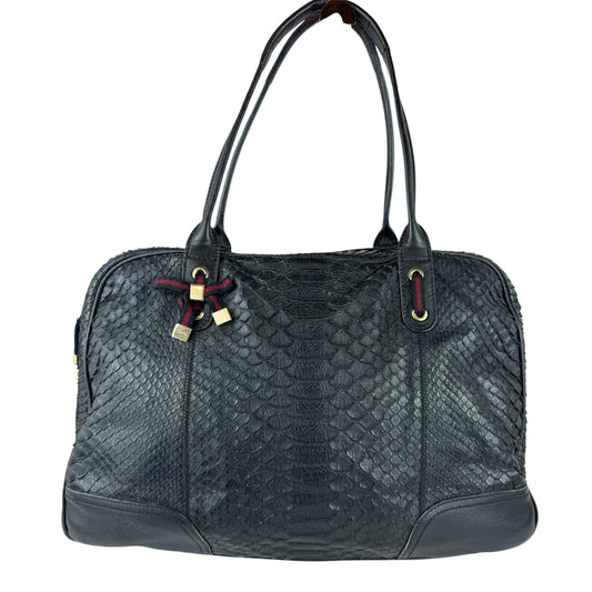 Gucci Princy Hobo Python Black Leather Web stripe