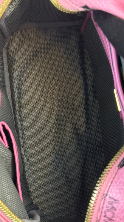 MCM Pink Visetos Stark backpack with gold-toned hardwar