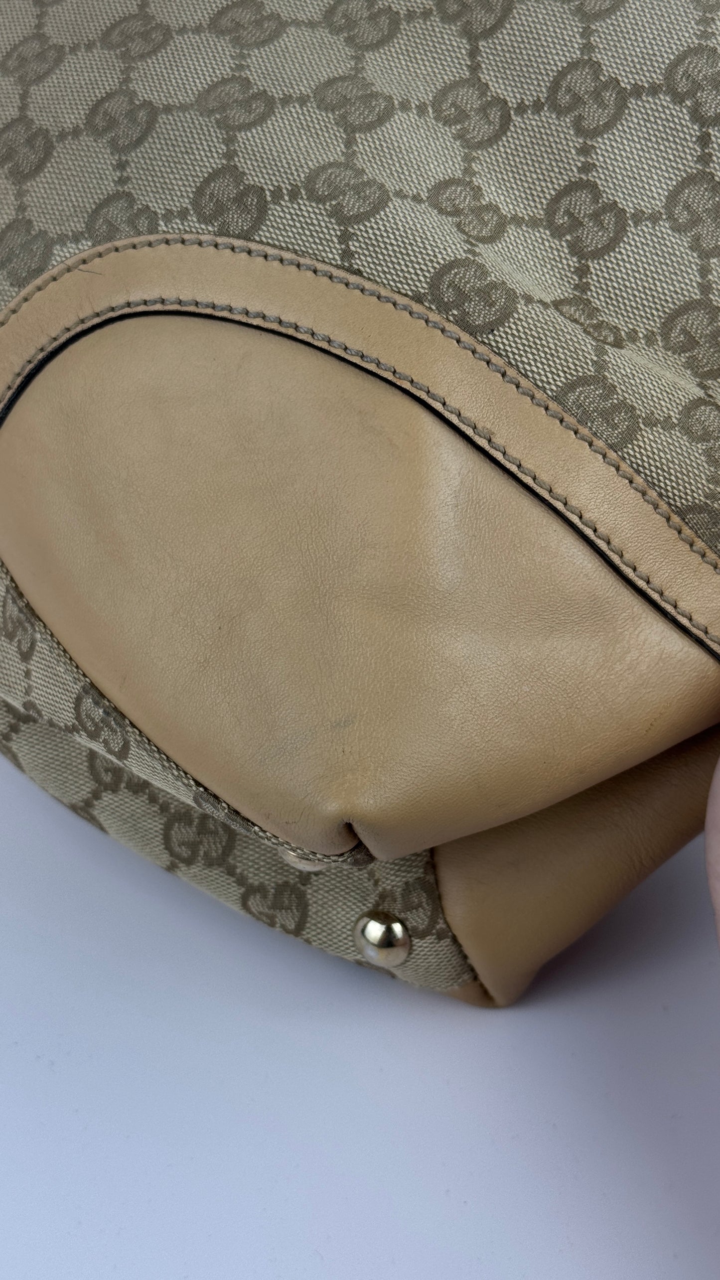 Gucci Beige GG Canvas Horsebit Tassel Hobo