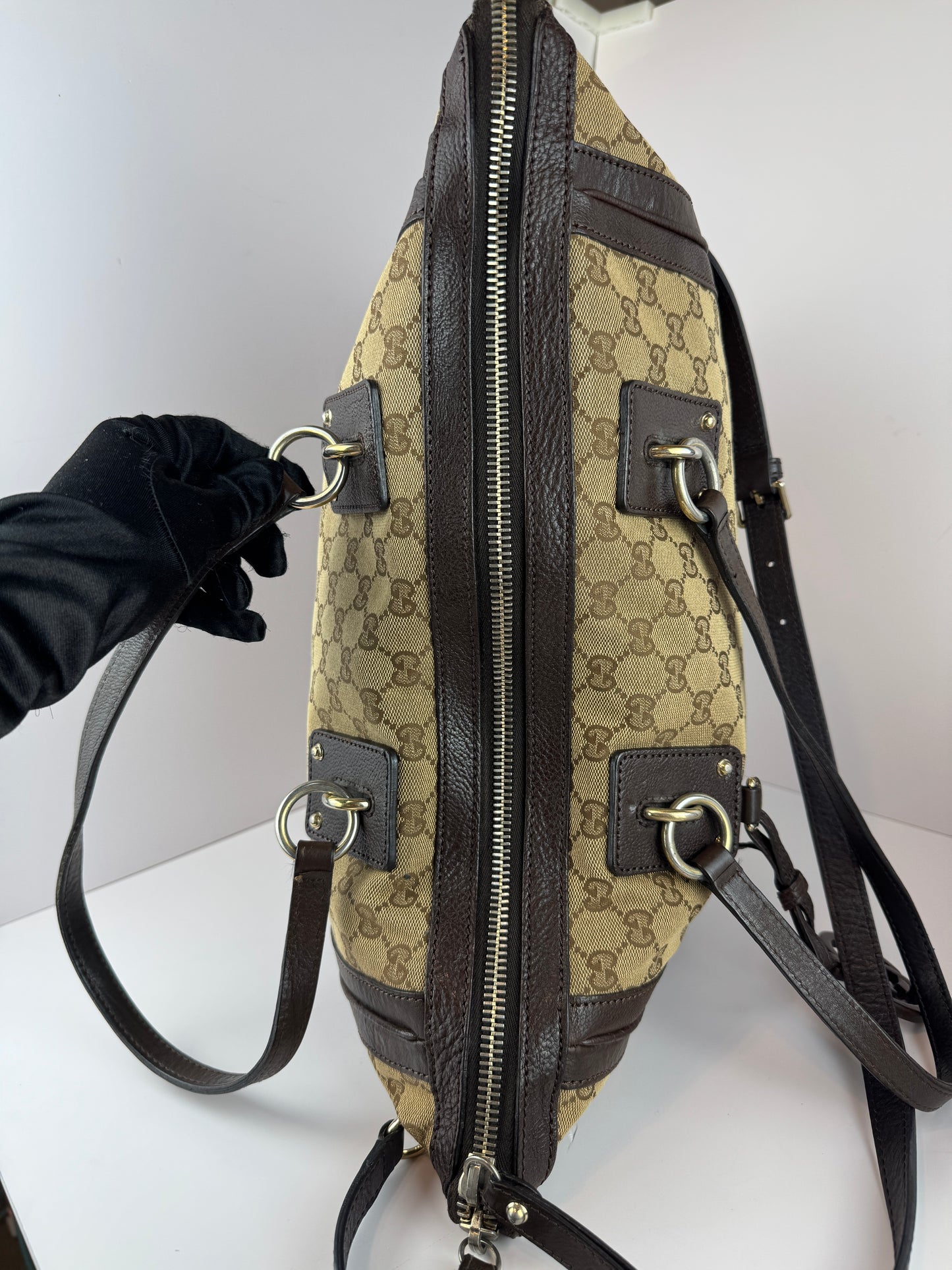 Gucci GG Charm Convertible Tote GG Canvas Brown