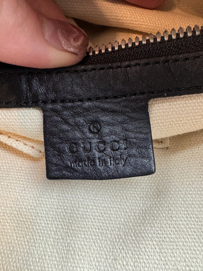 GUCCI Interlocking GG Leather Messenger Black