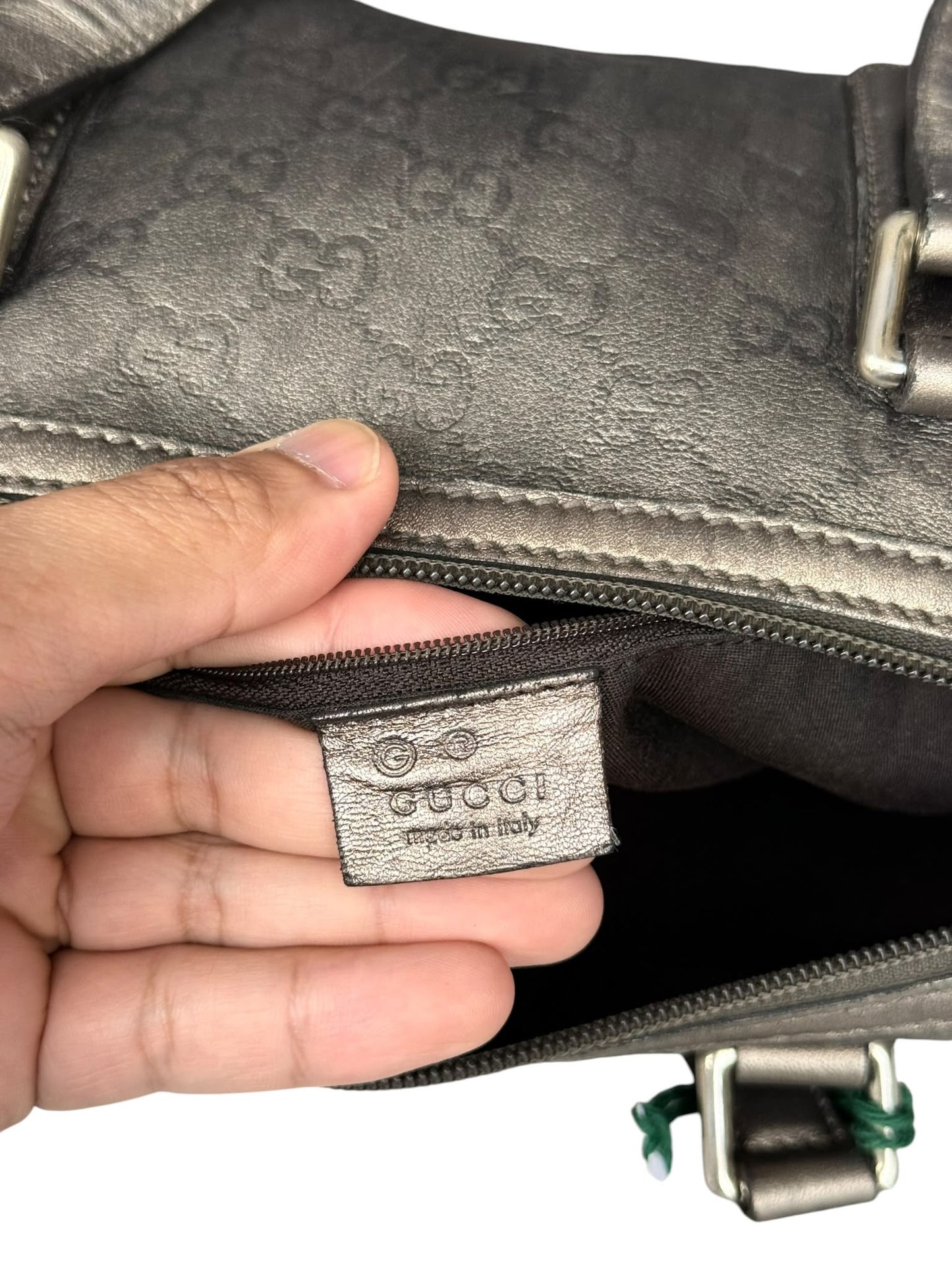 Gucci Boston Mini Guccisimma Leather Grey