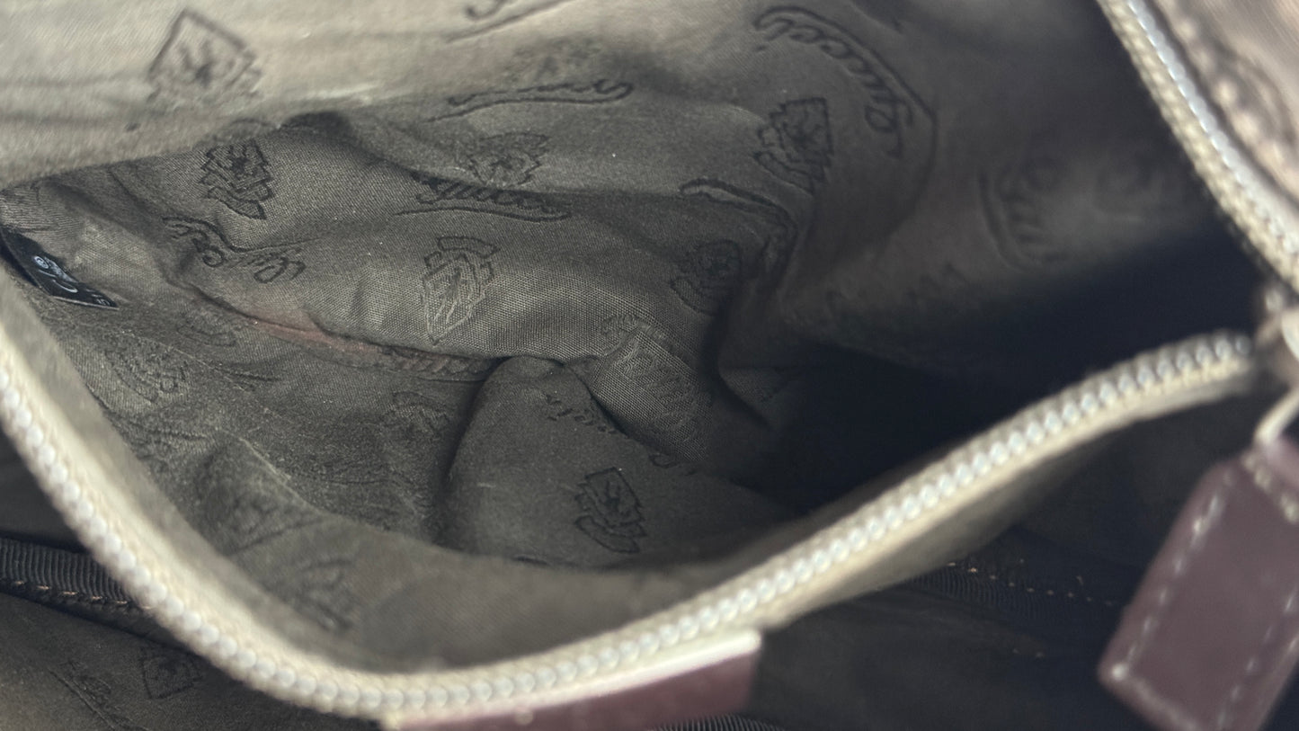 Gucci Front Zip Leather Messenger Brown