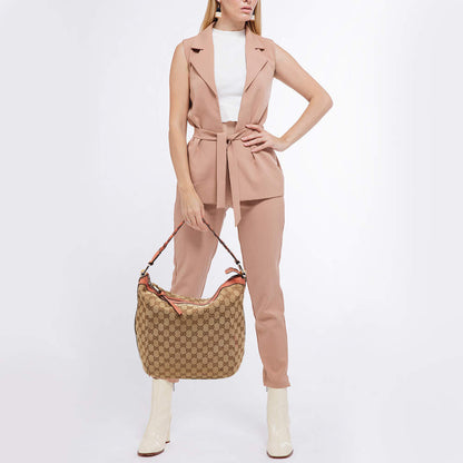 Gucci Bamboo Bar Shoulder Bag GG Canvas