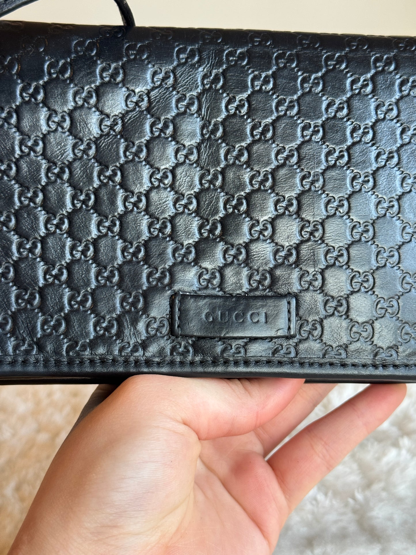 GUCCI micro Guccissima crossbody leather Black