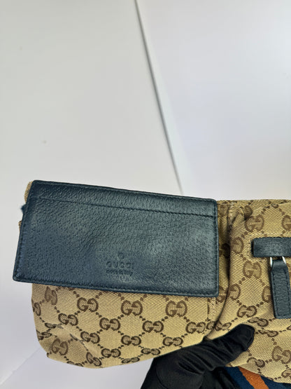 GUCCI Web Belt bag GG Canvas Navy Blue