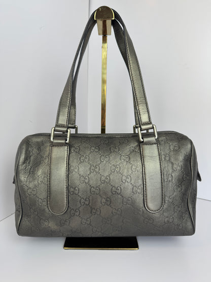 Gucci Boston Embossed Leather Monogram Grey