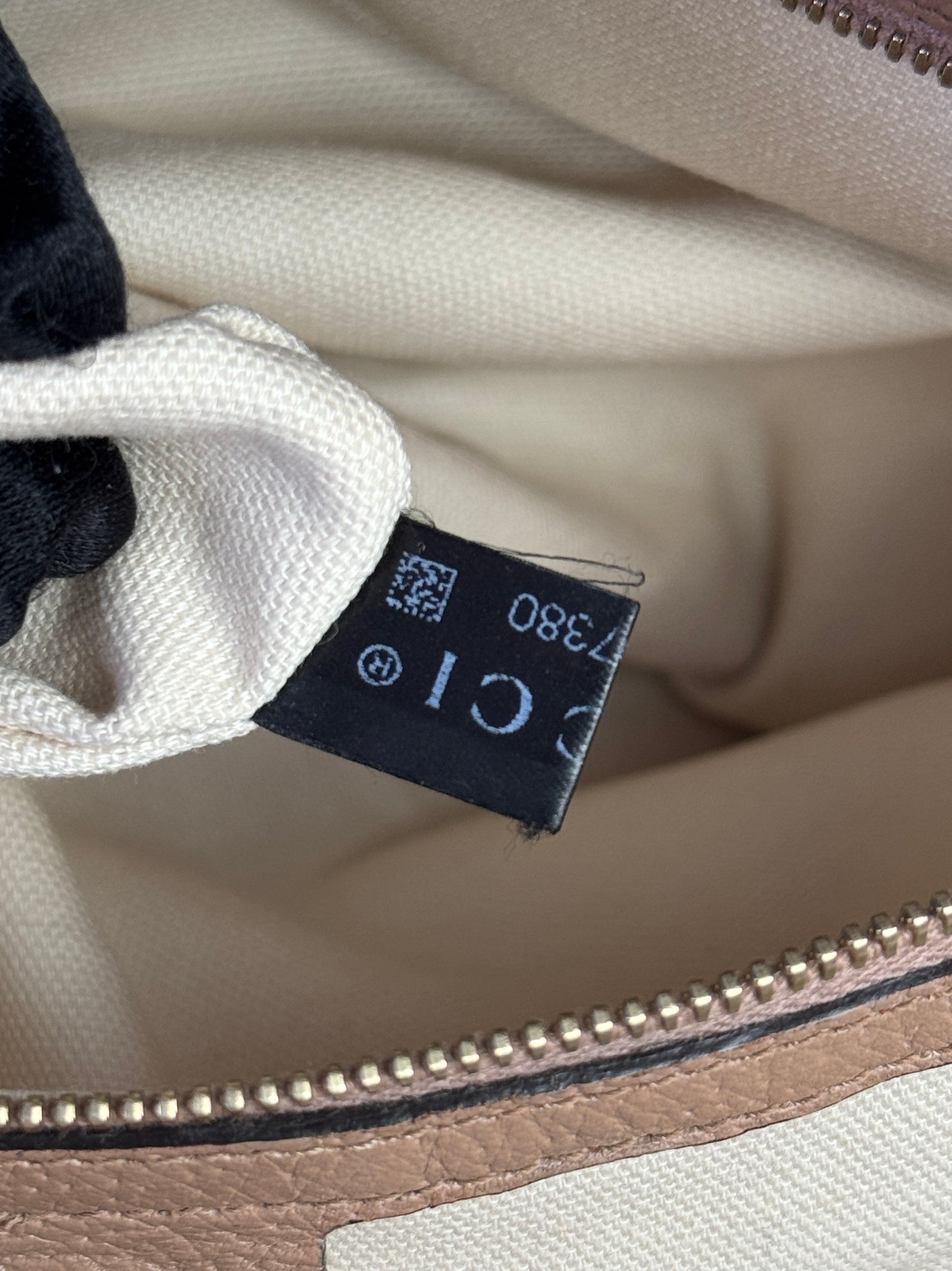 GUCCI Bree GG Canvas Shoulder Bag Pink Nude