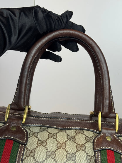 GUCCI Vintage Web Travel GG Coated Canvas Brown