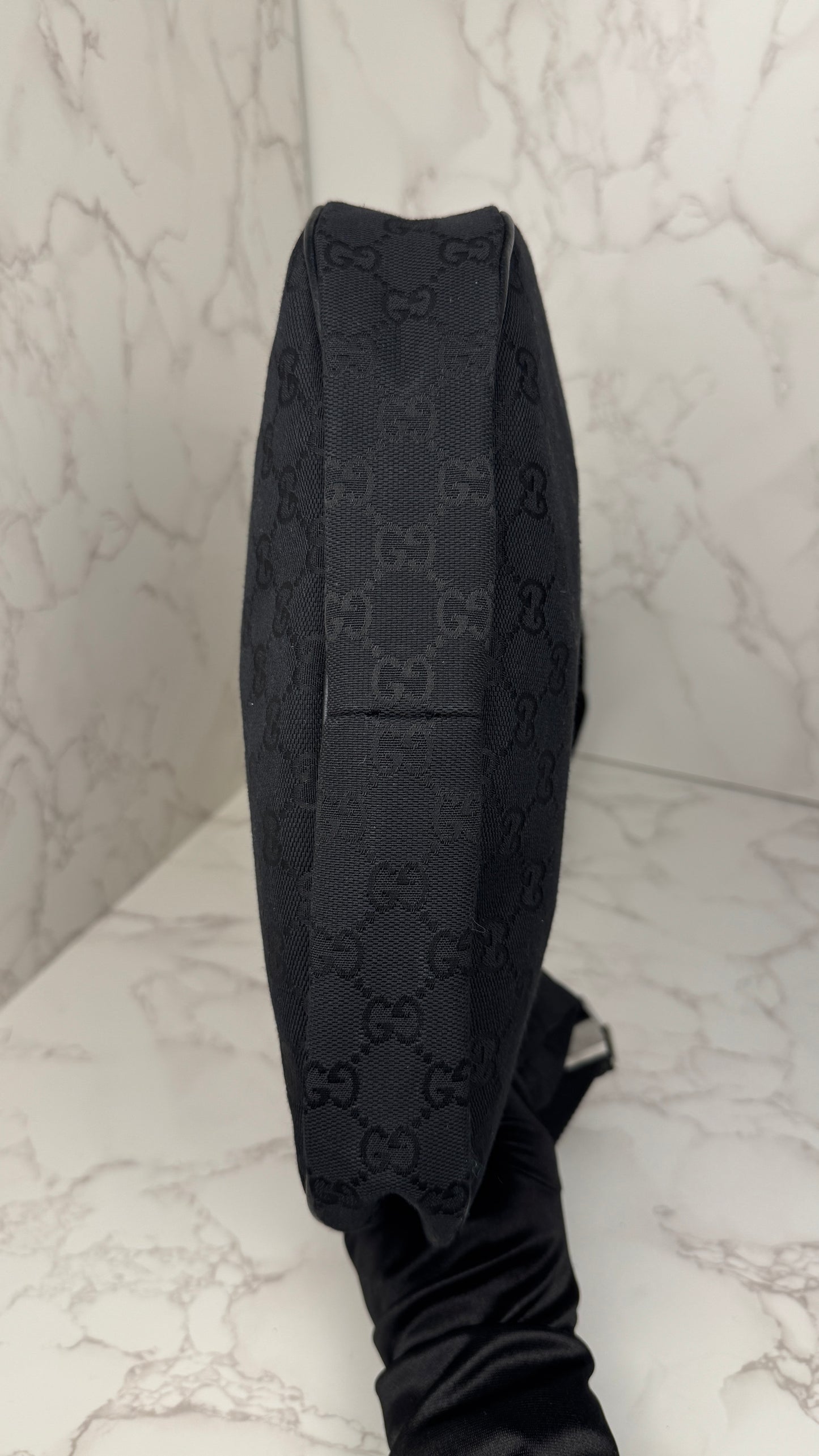 Gucci Half Moon Saddle Hobo and Crossbody GG Canvas  Black