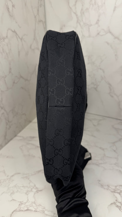 Gucci Half Moon Saddle Hobo and Crossbody GG Canvas  Black