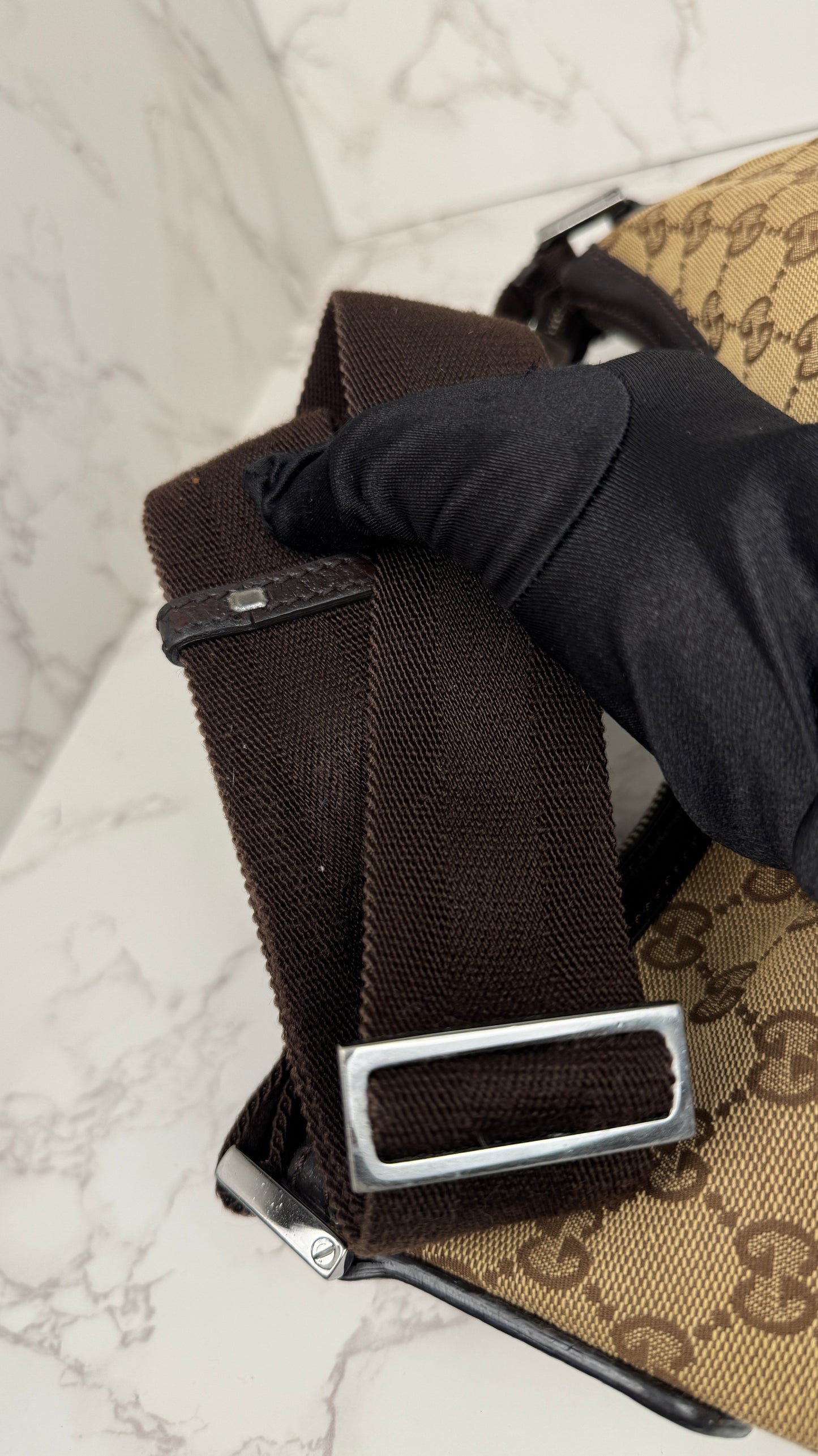 Gucci Half Moon Saddle Crossbody Brown